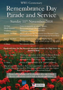 Remembrance Day parade and service - Sunday 11th November