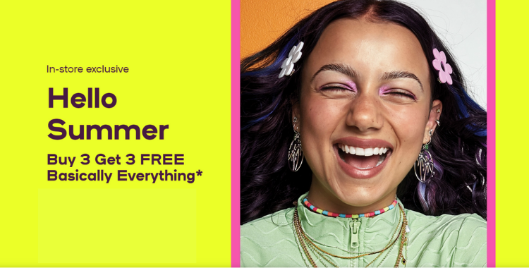 Buy 3 get 3 FREE at Claire’s! 🎀